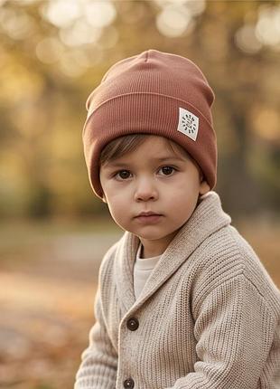 Шапка коричньового кольору в рубчік від h&m від 74 до 104 см