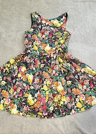 Сукня zara floral fit and flare з відкритою спиною