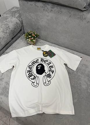 Футболка bape x chrome hearts | белая | 100% хлопок | s-xl