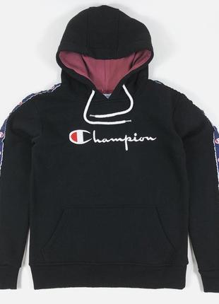 Стильний худі з лампасами champion big logo кофта толстовка tech fleece