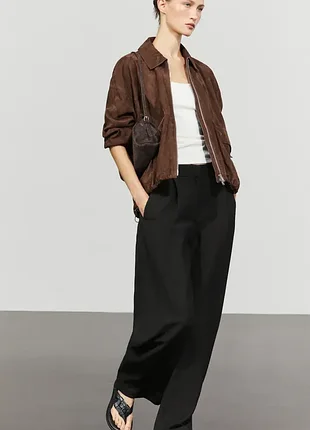 Женские черные широкие брюки палаццо лен хлопок вискоза р.36 s, xs massimo dutti женккое широкие брюки палаццо