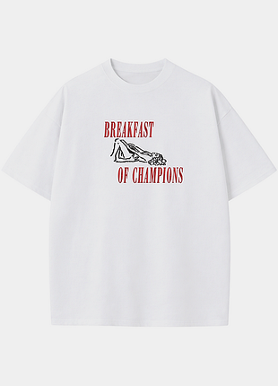 Футболка оверсайз свободного силуэта с вышивкой breakfast of champions