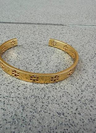Золотистый браслет кафф tory burch позолоченный