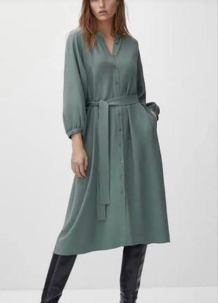 Елегантна сукня на гудзиках з поясом massimo dutti
