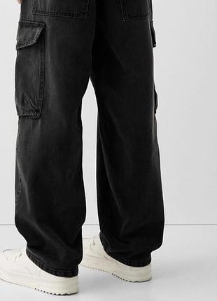 Джинси карго bershka чорні oversize