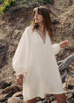 Платье zara лен в этно бохо стиле