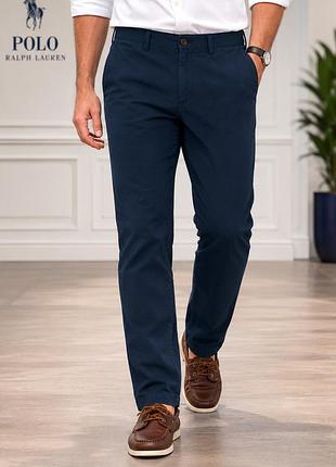 Чоловічі штани чинос polo ralph lauren темно-сині m/l бавовна
