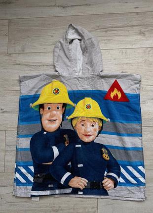Дитячий пляжний рушник fireman sam/ пожежник сем/ рушник з капішоном/ 60*60 / нове!