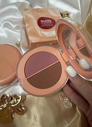 Подвійні рум'яна kiko milano gloss supreme layering matt & glow duo blush 03 your mauve jetsy 8г