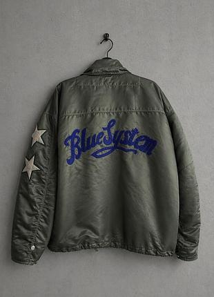 Вінтажний бомбер blue system ma-1 military jacket vintage y2k oversize