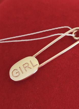 Золота шпилька з написом girl для дівчинки.