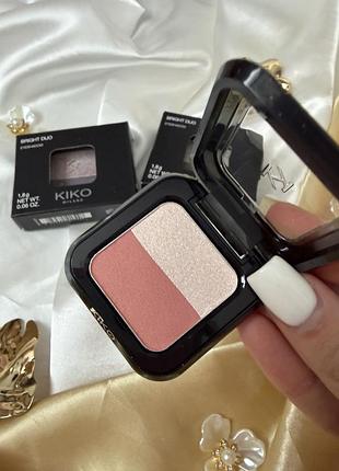 Тіні для повік kiko milano bright duo eyeshadow 07 light rose / rosy peach 1.8г