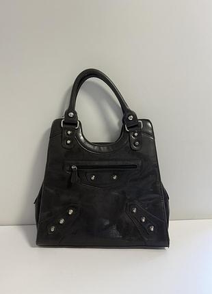 Сумка на плече опіум готична вінтаж type balenciaga black leather giant covered folder bag opium goth y2k vintage