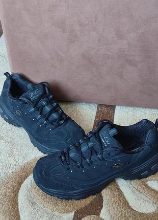 Кроссовки skechers d'lites - play on. 42 размер, черного цвета, из натуральной кожи-нубук.
