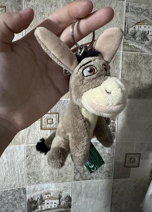 М'який плюшевий брелок у вигляді осла (donkey) з мультфільму «шрек» від dreamworks із металевим кільцем для ключів.