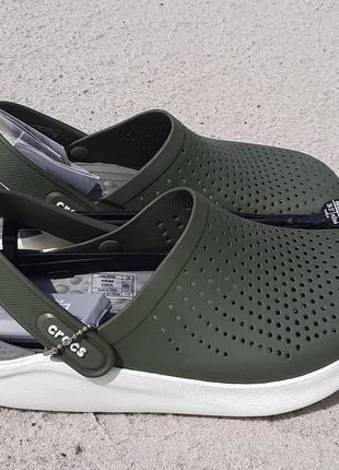 Крокси лайтрайд crocs Harrington literide army green/white хакі 36,37,38,39,40,41,42,43,44 розмір