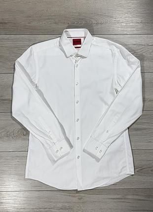 Біла преміальна класична сорочка хуго hugo hugo boss red label, l, оригінал
