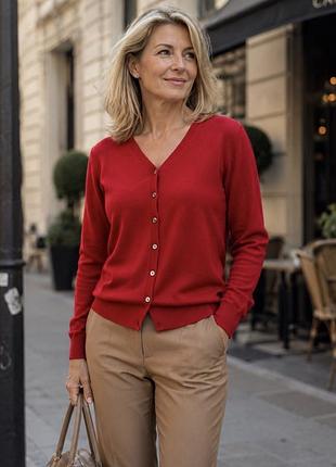 Cashmere бордово червоний кашеміровий кардиган 100% кашемір