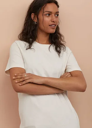 Плаття футболка h&amp;m рм колір слонова кістка 100% бавовна