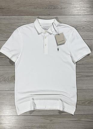 Новая белая премиум футболка поло аллсейнс allsaints slim fit, s, оригинал