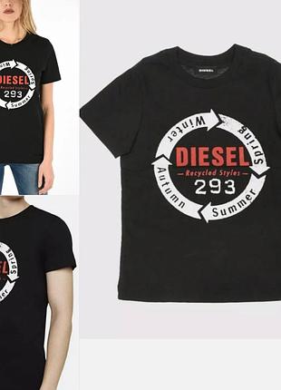 Футболка котоновая с выбитым принтом-надписью унисекс diesel