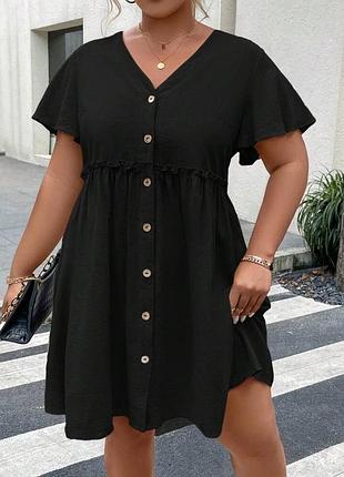 🥰 базова чорна сукня з ґудзиками shein 4xl