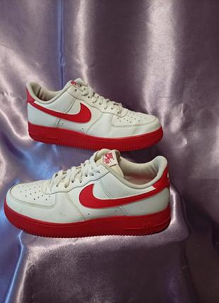 Чоловічі шкіряні красовкі nike air force 1 low ' white red sole'  ck7663-102, виробник вьтнам