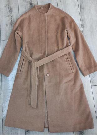 Елегантне демісезонне пальто міді laura ashley essentials в кольорі camel (напіввовна), розмір 12 (с- м )