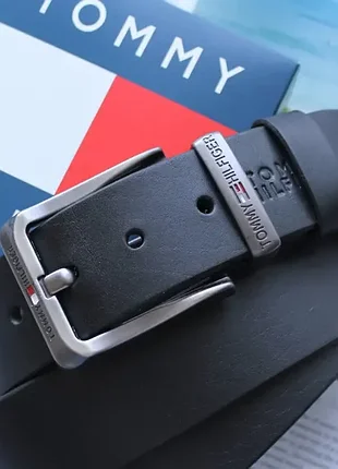 Кожаный ремень mommy hilfiger мужской в фирменной коробке