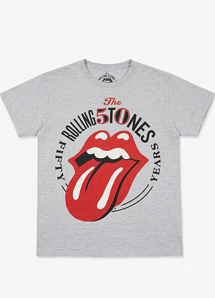 Винтажная рок-футболка the rolling stones "50 years" | серая меланжевая футболка с принтом