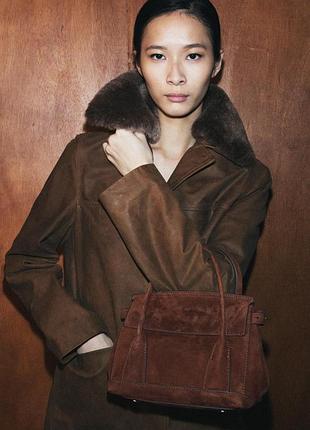 Кожаная сумка-сети из замши zara