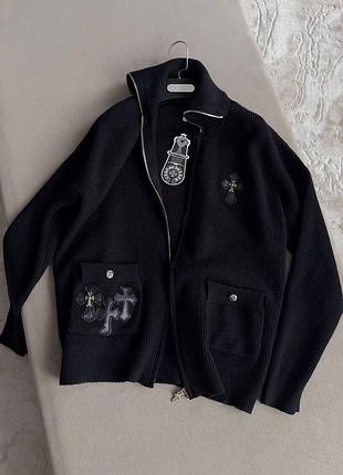 Чорний кардиган chrome hearts стильний жіночій одяг