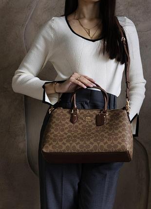 Женская сумка coach georgia satchel коричневая