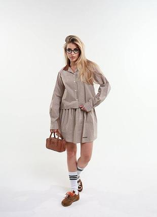Костюм у клітинку сорочка та юбка miu miu