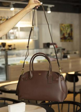 Женская сумка coach soft empire carryall bag коричневая