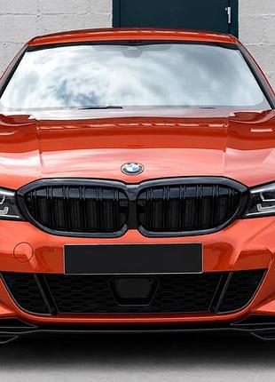 Накладка на передній бампер lip mp-style (для m-sport 2018-2022, abs) для bmw 3 серія g20/g21 2018- рр