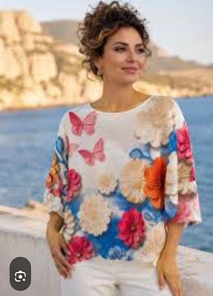 Яскрава жіноча кофтинка з квітковим принтом 🌸🦋 виробник польща.