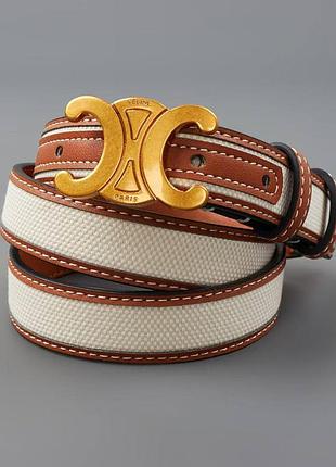 Ремень женский celine белый коричневый