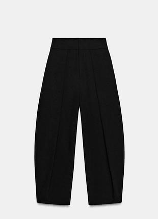 Черные плотные брюки баллоны zara