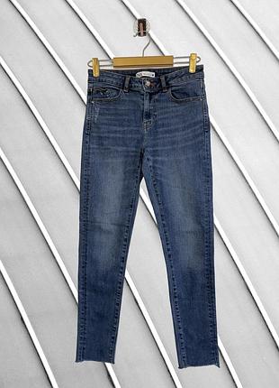 Женские синие джинсы zara 38 s m оригинал зара скинни джинсы skinny облегающие джинсы с необработанным низом тянущиеся 44 46