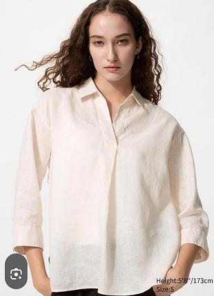 Uniqlo рубашка 100% лен премиального качества