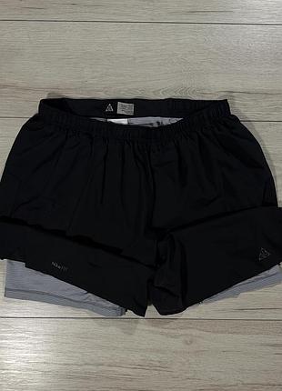 Черные компрессионные спортивные шорты найк асг nike acg trail shorts (2-в-1), l, оригинал