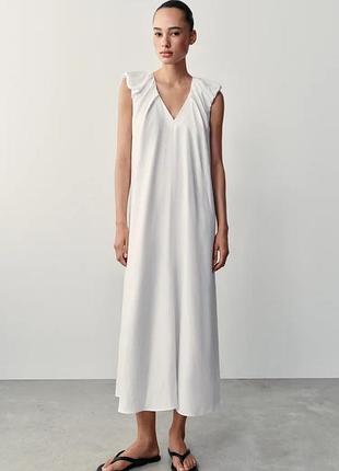 Длинное льняное платье