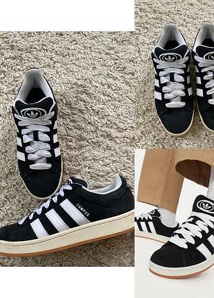 Стильні чоловічі замшеві кросівки adidas campus 00s core black,р.44