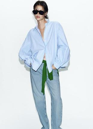 Сорочка з коміром та довгими об'ємними рукавами zara