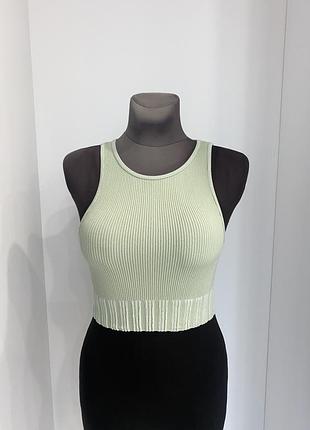 Топ майка в руьчик zara xs-s оливковий