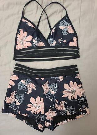 Цветочный раздельный купальник shein