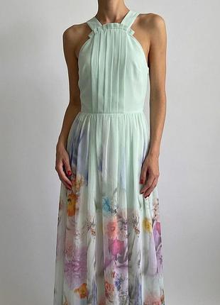 Роскошное премиальное платье макси ted baker оригинал мятное вечернее шифоновое платье