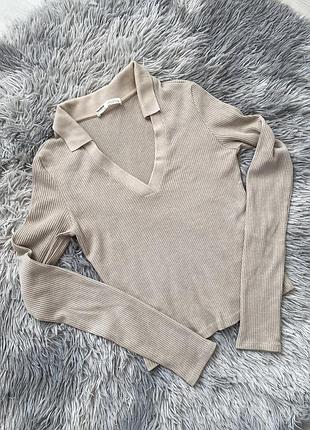 Жіноча укорочена кофтинка з коміром pull&bear size s