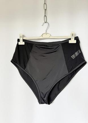 Asos swim черные плавки eur 48 базовый низ от купальника бикини высокая посадка вставки из сетки большой размер батал